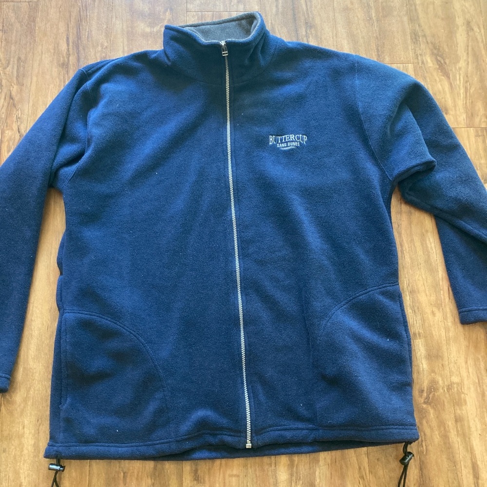 Men’s k.people blue fleece zip up jacket large buttercup sand dunes